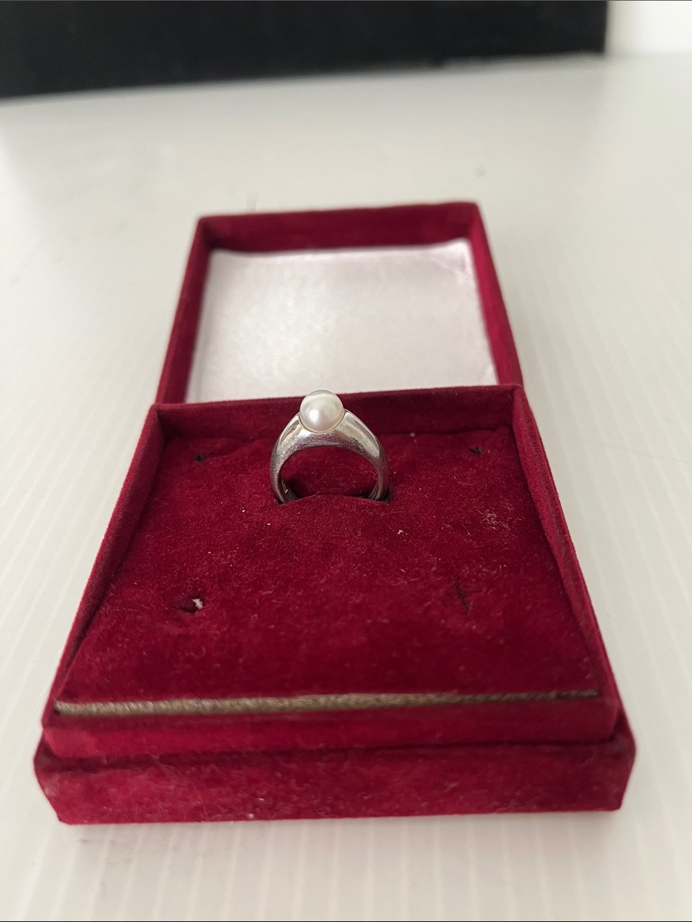 925 Vintage Sterling Silver Pearl Ring Size 6.5